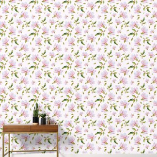 Waterverf Roze Magnolia Flowers Behang