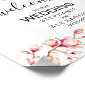 Waterverf Roze Magnolia Flowers Poster (Hoek)