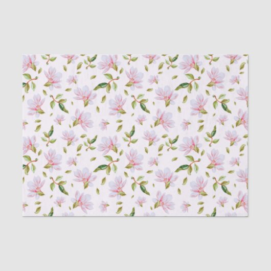 Waterverf Roze Magnolia Flowers Tissuepapier (Voorkant)