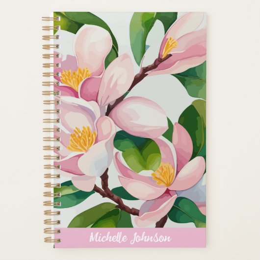 Waterverf Roze Magnolia Moderne kunst Planner (Voorkant)