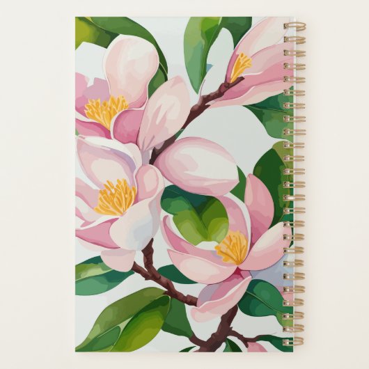 Waterverf Roze Magnolia Moderne kunst Planner (Achterkant)
