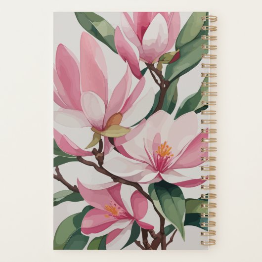 Waterverf Roze Magnolia Moderne kunst Planner (Achterkant)