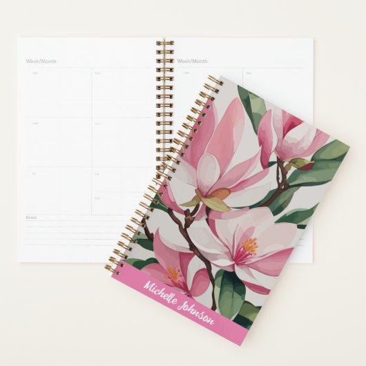 Waterverf Roze Magnolia Moderne kunst Planner (Display)