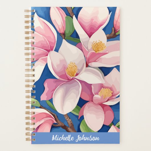 Waterverf Roze Magnolia Moderne kunst Planner (Voorkant)