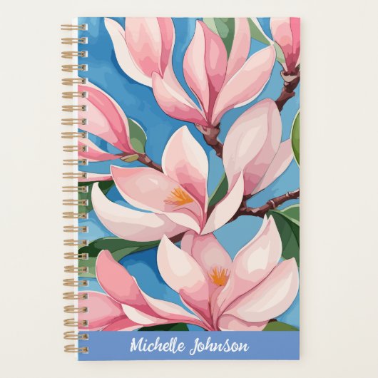Waterverf Roze Magnolia Moderne kunst Planner (Voorkant)