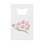 Waterverf Roze Magnolia Natuur Botanische Floral Creditkaart Flessenopener (Voorkant)