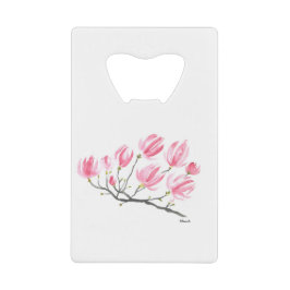Waterverf Roze Magnolia Natuur Botanische Floral Creditkaart Flessenopener
