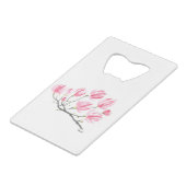 Waterverf Roze Magnolia Natuur Botanische Floral Creditkaart Flessenopener (Achterkant Gekanteld)