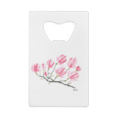 Waterverf Roze Magnolia Natuur Botanische Floral Creditkaart Flessenopener (Achterkant)