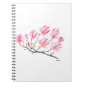 Waterverf Roze Magnolia Natuur Botanische Floral Notitieboek (Voorkant)