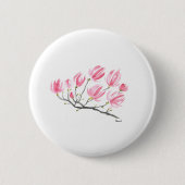 Waterverf Roze Magnolia Natuur Botanische Floral Ronde Button 5,7 Cm (Voorkant)