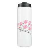 Waterverf Roze Magnolia Natuur Botanische Floral Thermosbeker (Voorkant)