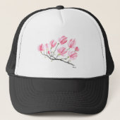 Waterverf Roze Magnolia Natuur Botanische Floral Trucker Pet (Voorkant)