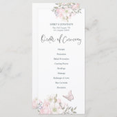 Waterverf Roze Magnolias Vlinder Script Bruiloft Programmakaart (Voorkant / Achterkant)