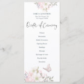 Waterverf Roze Magnolias Vlinder Script Bruiloft Programmakaart (Voorkant)