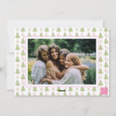 Waterverf Roze Mahjong Kerstboom Foto Feestdagenkaart (Achterkant)