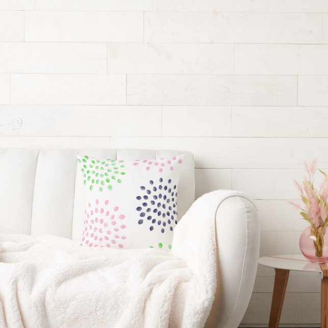 Waterverf Roze marinebloemen Kussen (Bank)