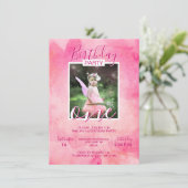 Waterverf roze meisje BIRTHDAY 1 JAAR Kaart (Staand voorkant)