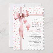 Waterverf Roze Meisje Bow Baby shower Kaart (Voorkant)