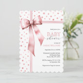 Waterverf Roze Meisje Bow Baby shower Kaart (Staand voorkant)
