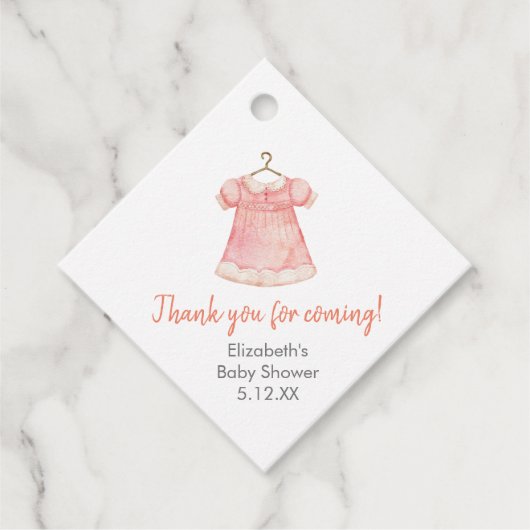 Waterverf Roze Meisje Jurk Baby shower Bedankjes Labels (Voorkant)
