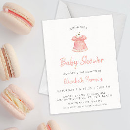 Waterverf Roze Meisje Jurk Baby shower Kaart