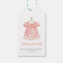 Waterverf Roze Meisje Jurk Baby shower Label