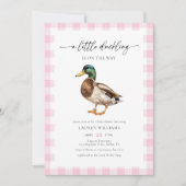 Waterverf Roze Meisje Mallard Duck Baby shower Kaart (Voorkant)