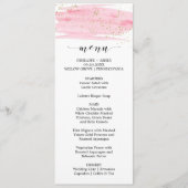 Waterverf Roze menu Blush & Gold Sparkle Weddensch (Voorkant)