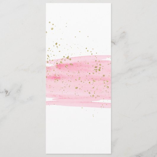 Waterverf Roze menu Blush & Gold Sparkle Weddensch (Achterkant)