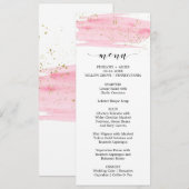 Waterverf Roze menu Blush & Gold Sparkle Weddensch (Voorkant / Achterkant)