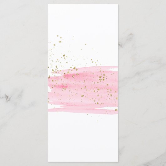 Waterverf Roze menu Blush & Gold Sparkle Weddensch (Achterkant)