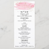 Waterverf Roze menu Blush & Gold Sparkle Weddensch (Voorkant)