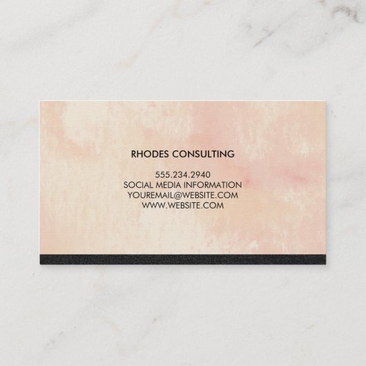 Waterverf Roze met Denim Trim Visitekaartje (Achterkant)