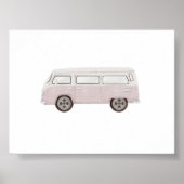 Waterverf  roze mini van poster (Voorkant)