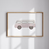 Waterverf roze mini van poster
