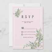 Waterverf roze mint bloem boeket RSVP Kaart (Voorkant)
