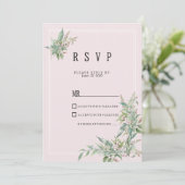 Waterverf roze mint bloem boeket RSVP Kaart (Staand voorkant)