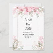 Waterverf roze mint bloemige Save The Date Kaart (Voorkant)