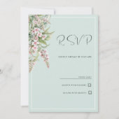 Waterverf roze mint bloemmotief RSVP Kaart (Voorkant)