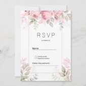 Waterverf roze mint witte bloem-RSVP Kaart (Voorkant)