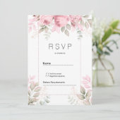 Waterverf roze mint witte bloem-RSVP Kaart (Staand voorkant)