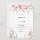 Waterverf roze mint witte bloemige bruiloft kaart (Voorkant)