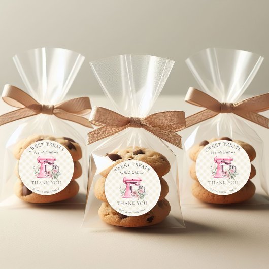 Waterverf Roze Mixer Bakkerij Dank u Ronde Sticker