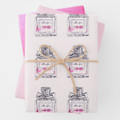 Waterverf roze mode parfumflesje schattig inpakpapier vel (In situ)