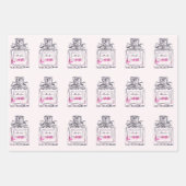 Waterverf roze mode parfumflesje schattig inpakpapier vel (Voorkant)