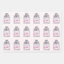 Waterverf roze mode parfumflesje schattig inpakpapier vel