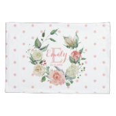 Waterverf Roze Monogram Baby Girl Floral Kussensloop (Achterkant)