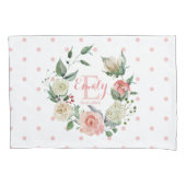 Waterverf Roze Monogram Baby Girl Floral Kussensloop (Voorkant)