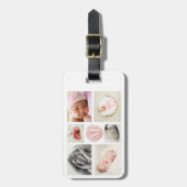 Waterverf Roze Monogram Foto Collage Girl Bagagelabel (Voorkant verticaal)